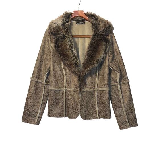 Allen B Faux Fur collared coat sz L - Picture 7 of 10